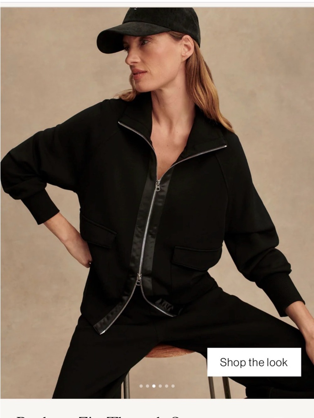 Varley Black Satin-Trim Bomber Jacket